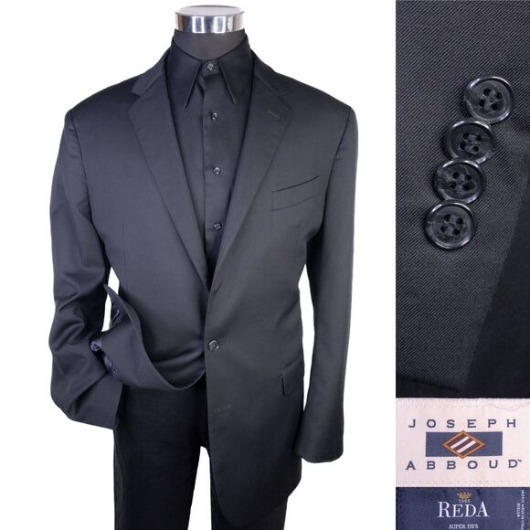 Joseph Abboud Solid Sz 46L REDA Wool Suit Coat Jacket Blazer Two Button EUC - Picture 1 of 14